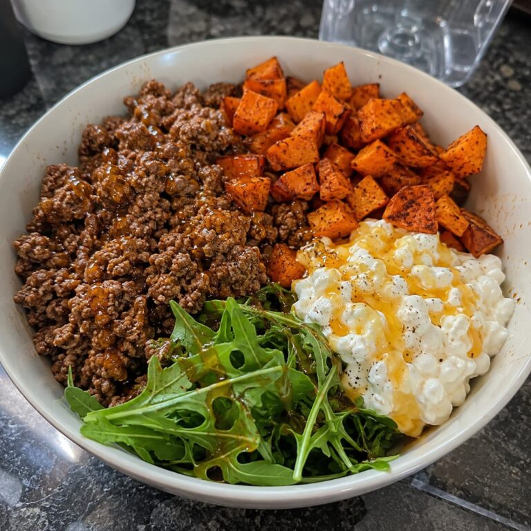 Hot Honey Cottage Cheese Beef Bowl for Meal Prep