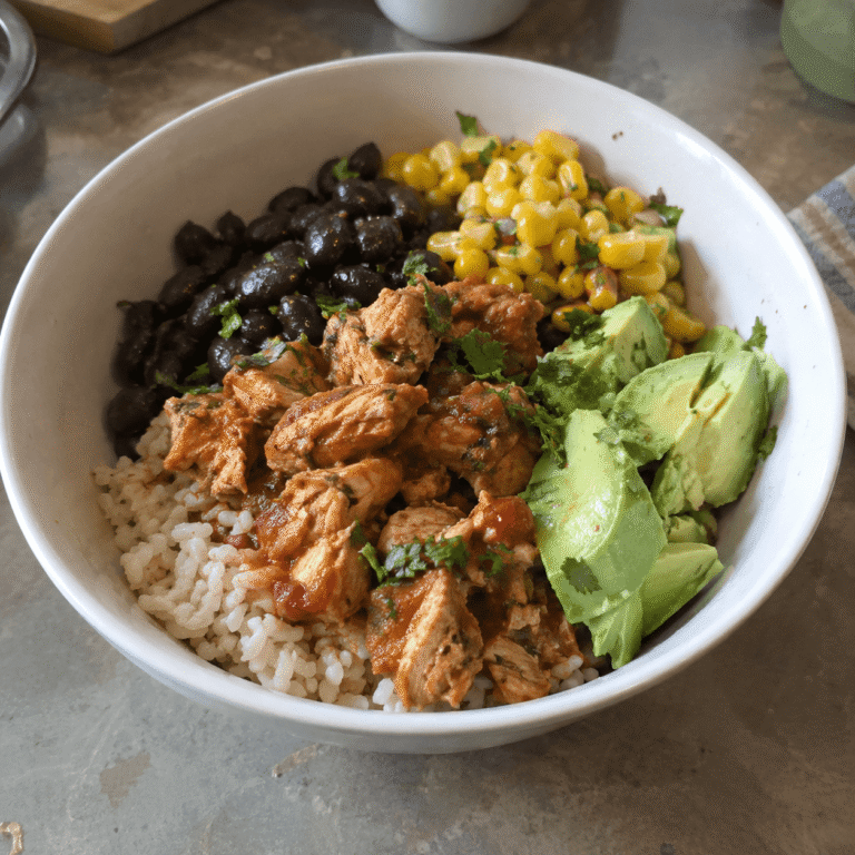 Salsa Chicken Burrito Bowls for Meal Prep